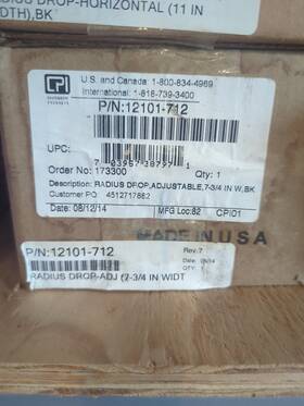 12101-712 Cpi Chatsworth Radius Adjustable Drop Kit 7.75 In