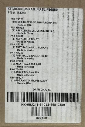 0hj241 Dell Poweredge 4u Versa Rail Kit 6850 6950 R900 R905