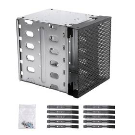 Emvanv 16805027769476 Stainless Steel Hard Drive Cage 5.25 Inch To 5x 3.5 Free Size Silver