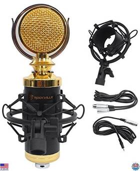 Rcm02 Visit The Rockville Store Studio Condenser Microphone - Cardioid Aluminum Xlr And 3.5mm