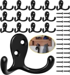 14 Pack Coat Hooks, Heavy Duty Double Prong Standard, Pcs Black. Fixed Price $13.14.