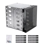 Emvanv Stainless Steel Hard Drive Cage, 5.25" To 5X 3.5" Free Size, Silver. Fixed Price $29.37.