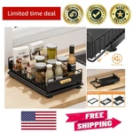 Elegant Sliding Drawer Shelf Black Metal Pull-out Organizer For Kitchen & Bath. Fixed Price $34.99.