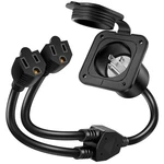Dual Nema 5-15 15AMP Ac Power Inlet Plug Port Y Splitter 18 Extension Cord 125V. Fixed Price $22.68.