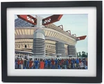 Milan. Football Siro Stadium. Framed Inter & Ac Wall Art Print. 14" X 11". Fixed Price $88.59.