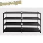 4-TIER Black Shoe Rack, Holds 24 Pairs,fabric&iron Poles With Plastic Connectors. Fixed Price $51.72.