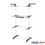 Foldable Adjustable 4-TIER Laundry Drying Rack W/ Wheels Hooks Space Saver New. Fixed Price $34.05.