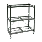 Origami R3 General Purpose Foldable 3-TIERED Shelf Storage Rack & Wheels, Pewter. Fixed Price $109.99.