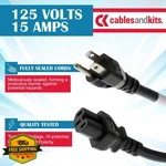 Cablesandkits 6FT 3 Prong Ac Power Cord 15A 125V 5-15P To C15. Fixed Price $27.99.